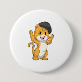 Cat with Ramen Bowl Ronde Button 7,6 Cm (Voorkant)