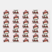 Cat with Red Love Hearts Cute and Funny Pattern Inpakpapier Vel (Voorkant 2)
