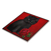 Cat with Red Rose Tegeltje (Zijkant)