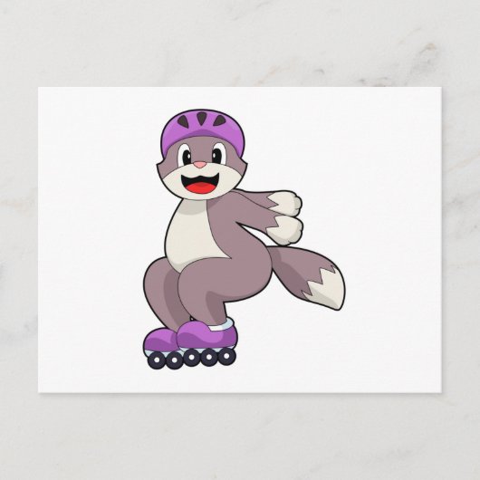 Cat with Roller skates Briefkaart (Voorkant)