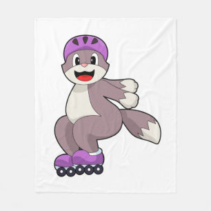 Cat with Roller skates Fleece Deken