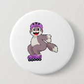 Cat with Roller skates Ronde Button 7,6 Cm (Voorkant)