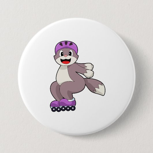 Cat with Roller skates Ronde Button 7,6 Cm (Voorkant)