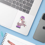 Cat with Roller skates Sticker (Laptop met iPhone)