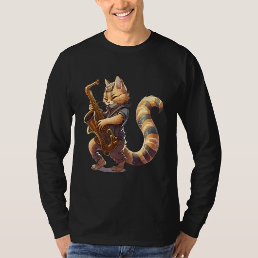 Cat with saxophone 1 t-shirt (Voorkant)