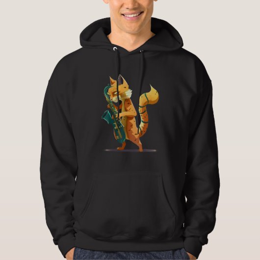 Cat with saxophone hoodie (Voorkant)