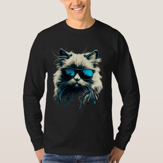 Cat with Sunglasses for Ragdoll Cat T-shirt (Voorkant)