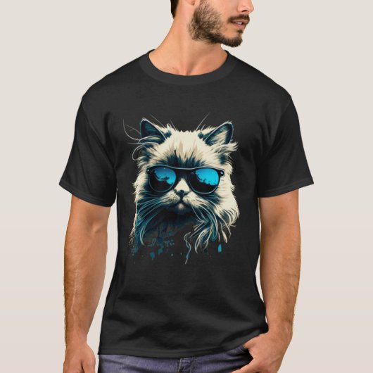Cat with Sunglasses for Ragdoll Cat T-shirt (Voorkant)