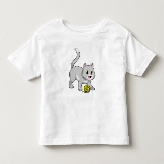 Cat with Wool yarn ball Kinder Shirts (Voorkant)