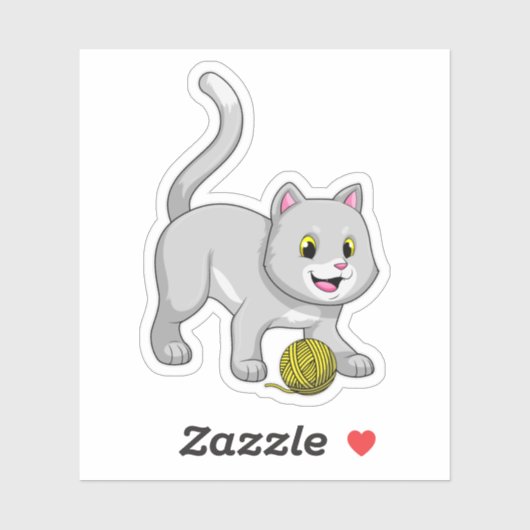Cat with Wool yarn ball Sticker (Vel)