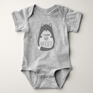 Cat Woke up this Cute Funny Slogan Romper