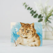 Cat Writing van Louis Wain Briefkaart (Staand voorkant)