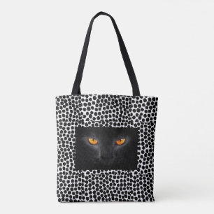 Cat yeux noir & blanc poka point sac fourre-tout