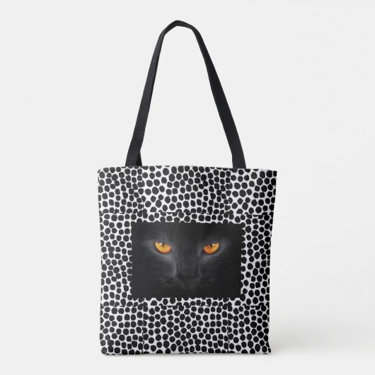 Cat yeux noir & blanc poka point sac fourre-tout (Dos)