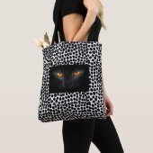Cat yeux noir & blanc poka point sac fourre-tout (De près)