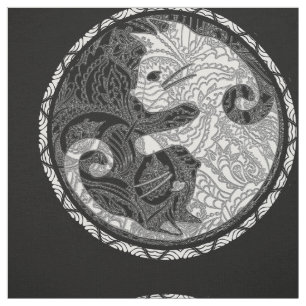 Cat Yin Yang Paisley Print Stof