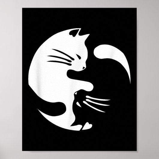 Cat Yin Yang Peace Loating Interlinked Gift Idea Poster (Voorkant)