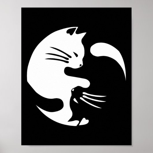 Cat Yin Yang Peace Loating Interlinked Gift Idea Poster (Voorkant)