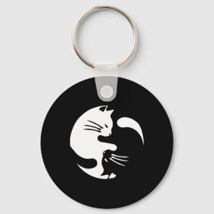 Cat Yin Yang Peace Loating Interlinked Gift Idea Sleutelhanger