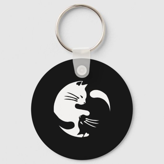 Cat Yin Yang Peace Loating Interlinked Gift Idea Sleutelhanger (Voorkant)