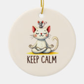 Cat Yoga Pose - Keep Calm Keramisch Ornament (Voorkant)