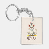 Cat Yoga Pose - Keep Calm Sleutelhanger (Voorkant Links)