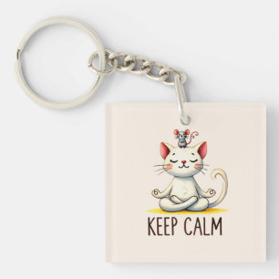 Cat Yoga Pose - Keep Calm Sleutelhanger
