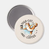 Cat Yoga Pose - Yoga Cat and Coffee Magneet (Voorkant / Achterkant)