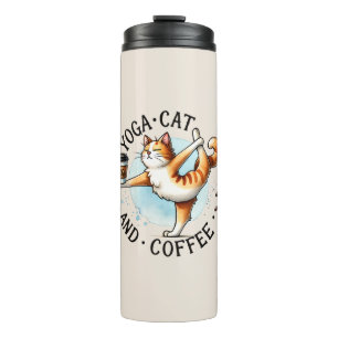 Cat Yoga Pose - Yoga Cat and Coffee Thermosbeker