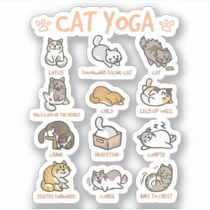 Cat Yoga Poses Cats die Mindfulness Meditat Sticker