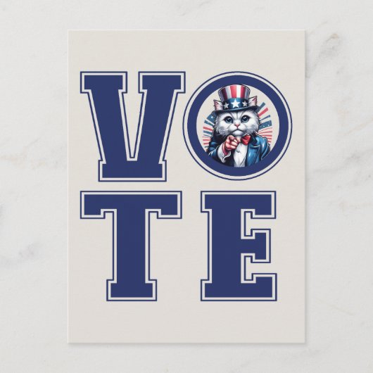 Cat zegt stem briefkaart (Voorkant)