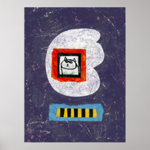 Cat zit voor jaarboek Foto Poster Wall Art