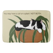 Cat Zwart Wit Plant Grappig Badmat (Voorkant)
