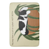 Cat Zwart Wit Plant Grappig Badmat (Voorkant Verticaal)