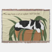 Cat Zwart Wit Plant Grappig Deken (Voorkant)