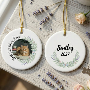 Cata mama cadeau – bloemig lavendel huisdierliefhe keramisch ornament