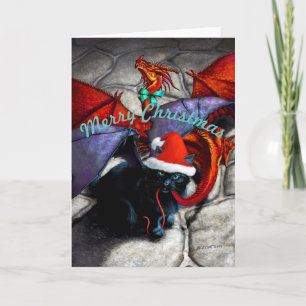 Catabat met kerstcadeautjes wenskaart feestdagen kaart