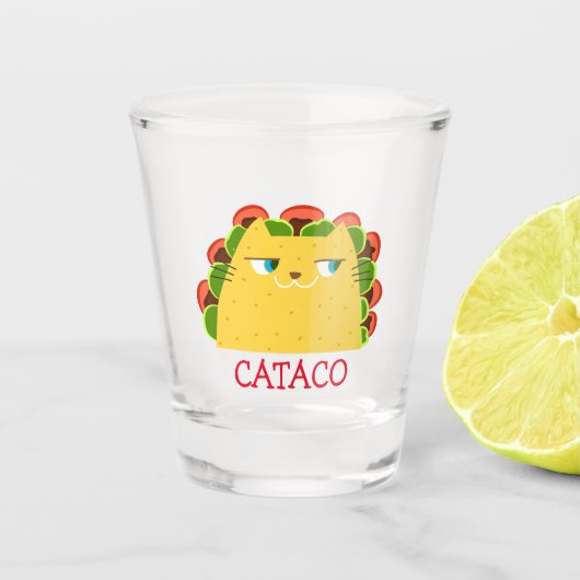 Cataco Grappig Taco Mexicaans Boek De kat Tequila Shot Glas (Voorkant)