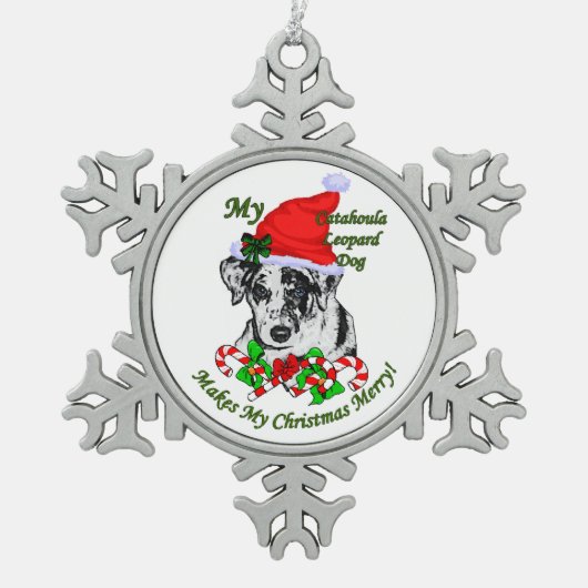 Catahoula Leopard Dog Kerstmis Tin Sneeuwvlok Ornament (Voorkant)