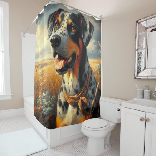 Catahoula Leopard Dog Painting Douchegordijn (In situ)