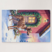 Catahoula Leopard Dog Rustic Barn Christmas Art Legpuzzel (Horizontaal)