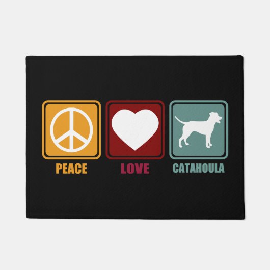 Catahoula Leopard Hondenras Peace Love Gift Deurmat (Voorkant)