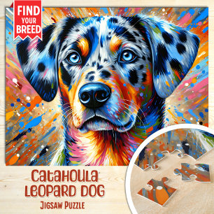 Catahoula Luipaardhond Portret Acryl Kunstprint Legpuzzel