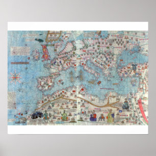 Catalaanse atlas: Detail of North Africa and Europ Poster