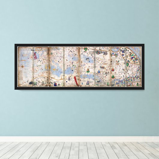 Catalaanse panellaatlas van Abraham Cresques (1375 Canvas Afdruk (Insitu (Houten vloer))