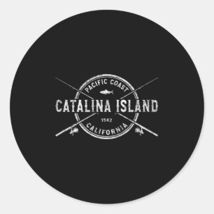 Catalina Island Ca Antieke Gekruiste Vissenstokken Ronde Sticker