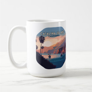 Catalina Island California Boats Sunset Retro Koffiemok