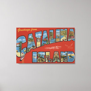 Catalina Island, California - Large Letter Scene Canvas Afdruk