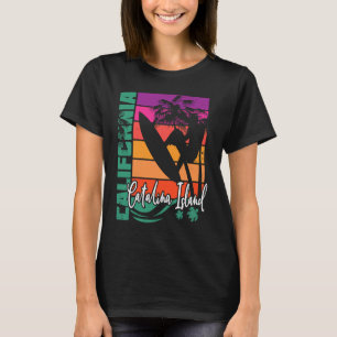 Catalina Island California Retro Sunset Beach Surf T-shirt