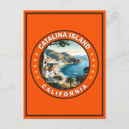 Catalina Island California Travel Art Badge Briefkaart (Voorkant)